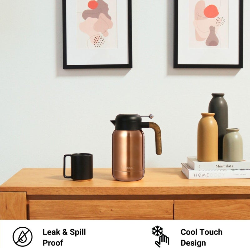 LAFEECA Aura Thermal Coffee Carafe - Vacuum Insulated Stainless Steel Tea Pot & Water Pitcher, Keeps Drinks Hot or Cold, BPA-Free, Beverage Dispenser Thermos - 51 oz Copper - Image 3